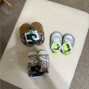Carter's Brown and Gray Baby Shoes Set & Nike neon shoes